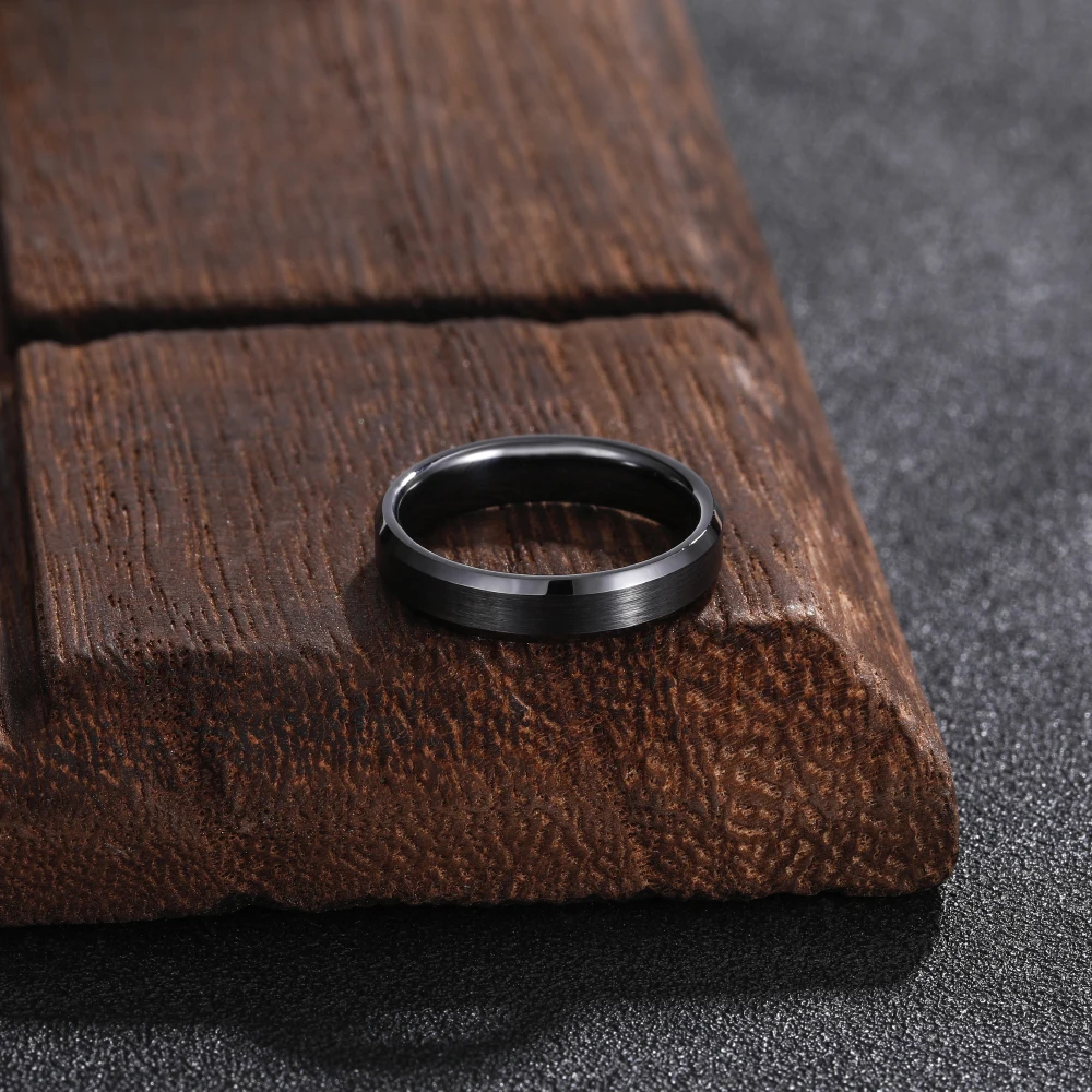 Kolmnsta 4/6/8mm Black Ceramic Ring Anti-Allergy Men Brushed Couple Wedding Band Engagement Rings For Women Size 4-15 Anel
