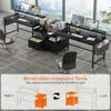 desk with power outlets, gaming desk with drawers and printer space, computer desk with file drawers cabinet 6