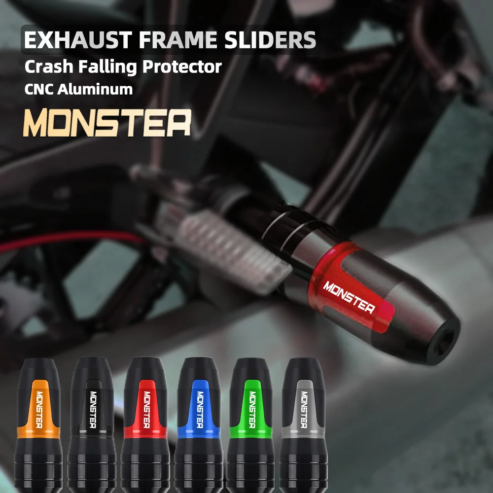 

FOR Ducati Monster 1200/S/R 797 696 821 695 848 1100 Motorbike accessories Exhaust Frame Sliders Crash Pads Falling Protector
