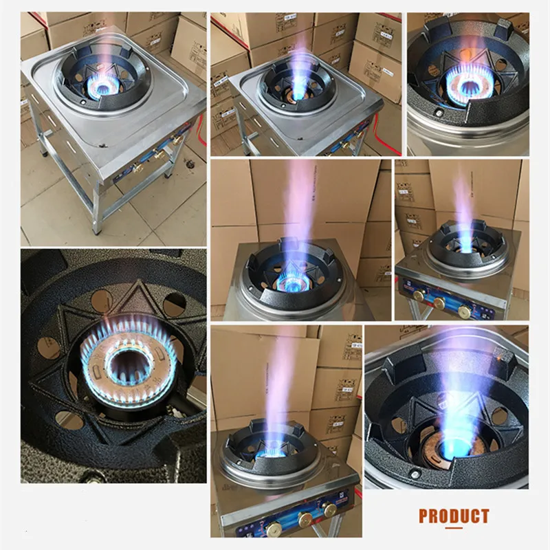 Stainless Steel Fierce Fire Stove Commercial Wok Gas Burner High Pressure  Single-cooker Cooktop Liquefied Gas Stove for Kitchen