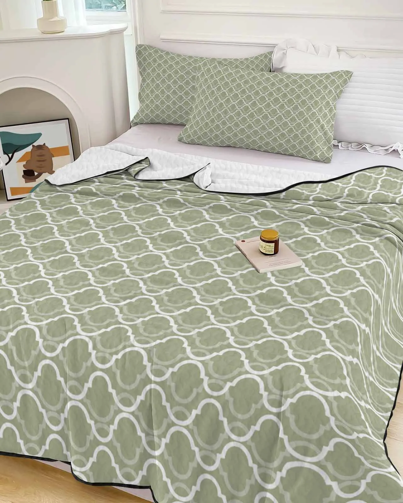 sage-green-morocco-cooling-blankets-air-condition-comforter-lightweight-summer-quilt-for-bed-breathable-soft-thin-quilt