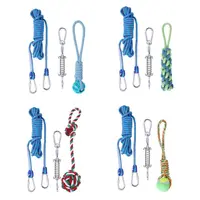 Bite Resistant Dog Spring Pole Toys 5M Cotton Rope Dog Teething Toy Dog Spring Pole Toys Tug Hanging Exercise Cotton Rope 1