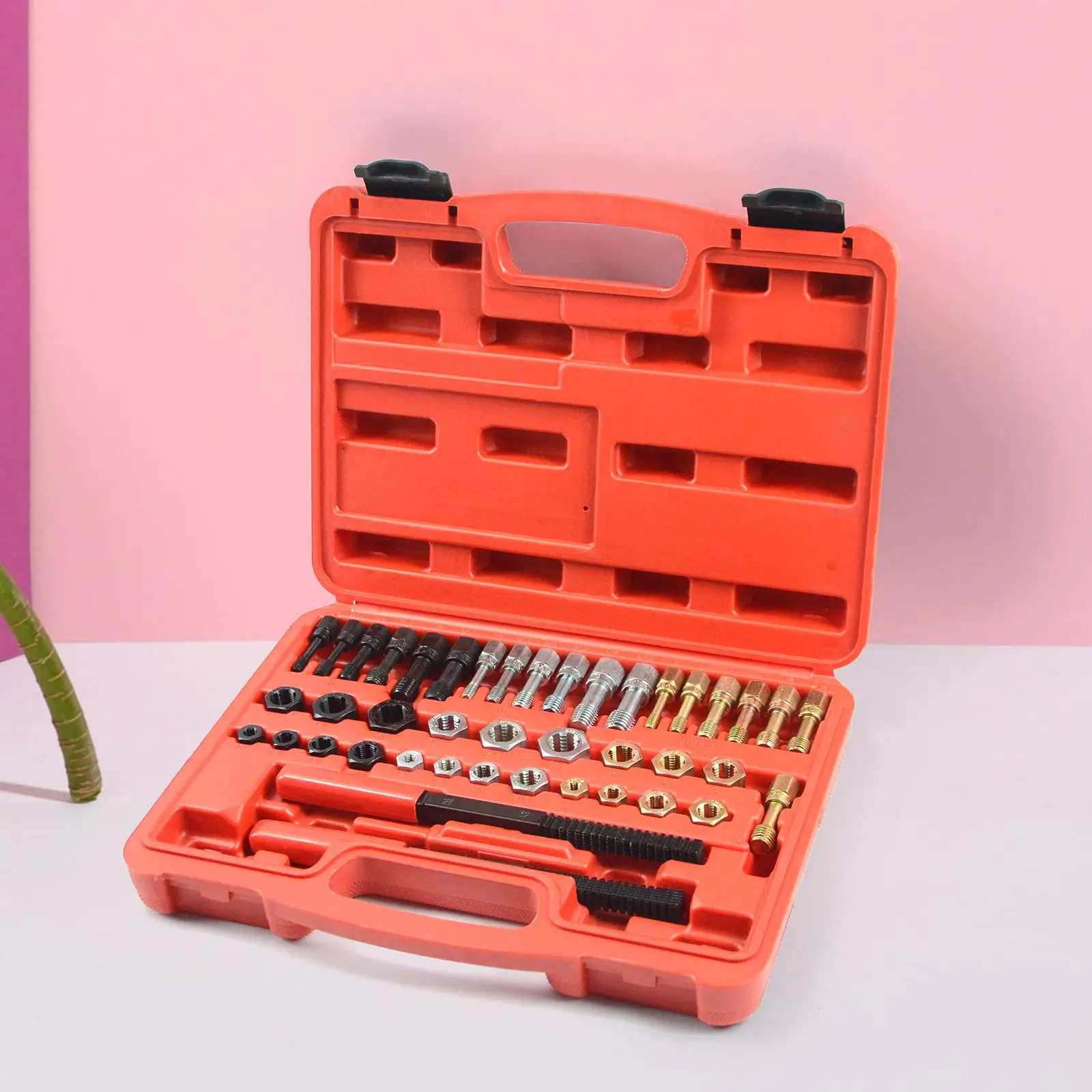 42Pcs Thread Repair Tools Portable 21 Dies with Storage Box Unc/UNF/Metric Tap and Die Set Thread Chaser Set Hand Tool Set