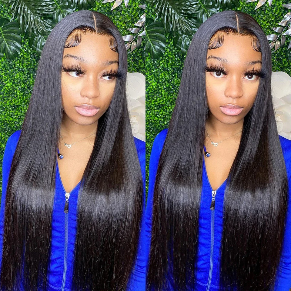 

SVT 30 Inch Long Straight 4X4 Lace Closure Wigs Human Hair Pre-plucked Brazilian Hair Wigs For Black Women Natural Color Wig