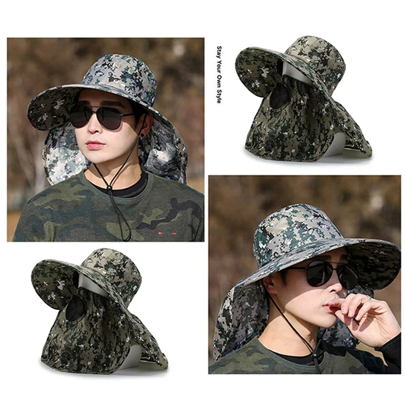 Men's wide brim bucket hat for outdoor sun protection safari hunting hiking fishing summer sun hats,sun hat,bucket hats,sunscreen hats,camping hats Sun Hat