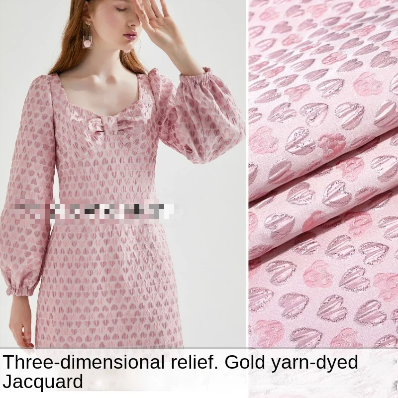 Europäische und amerikanische drei dimensionale goldene Seide lieben geprägte garn gefärbte Jacquard-Mode Stoff Kleid Jacke Brokat