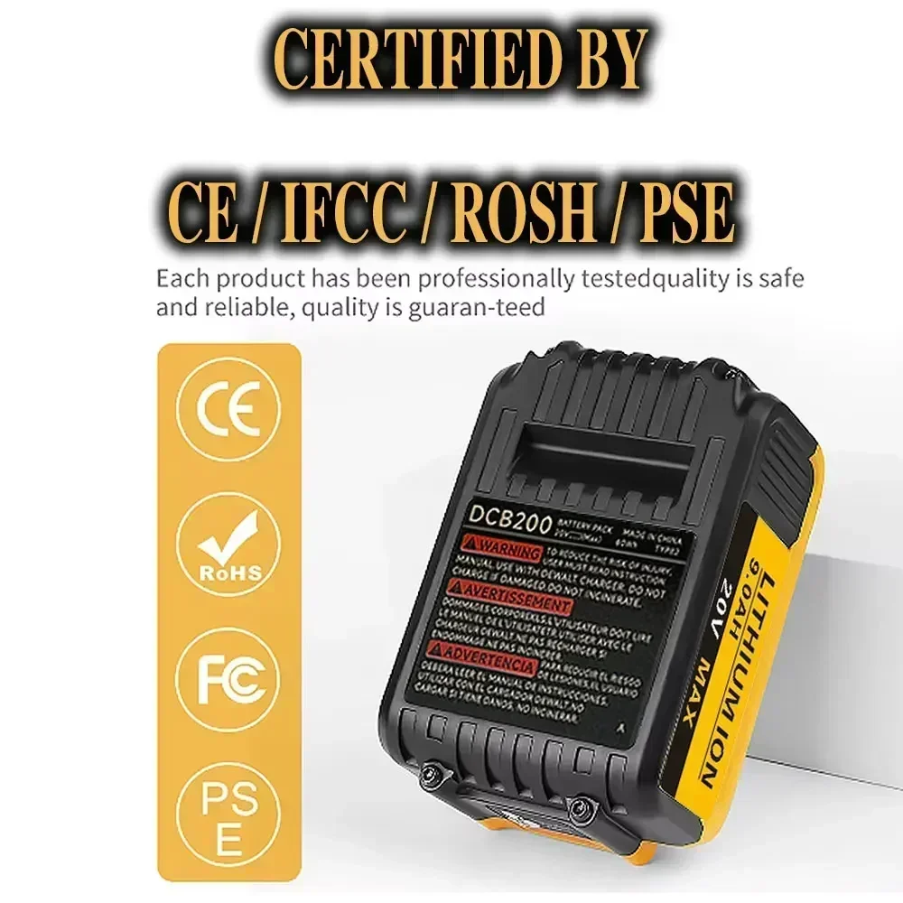 Suitable for Dewalt DCB200 DCB184 Series 18V/20V Rechargeable Power Tool Accessories, Power Tools, Lithium Battery Replacement