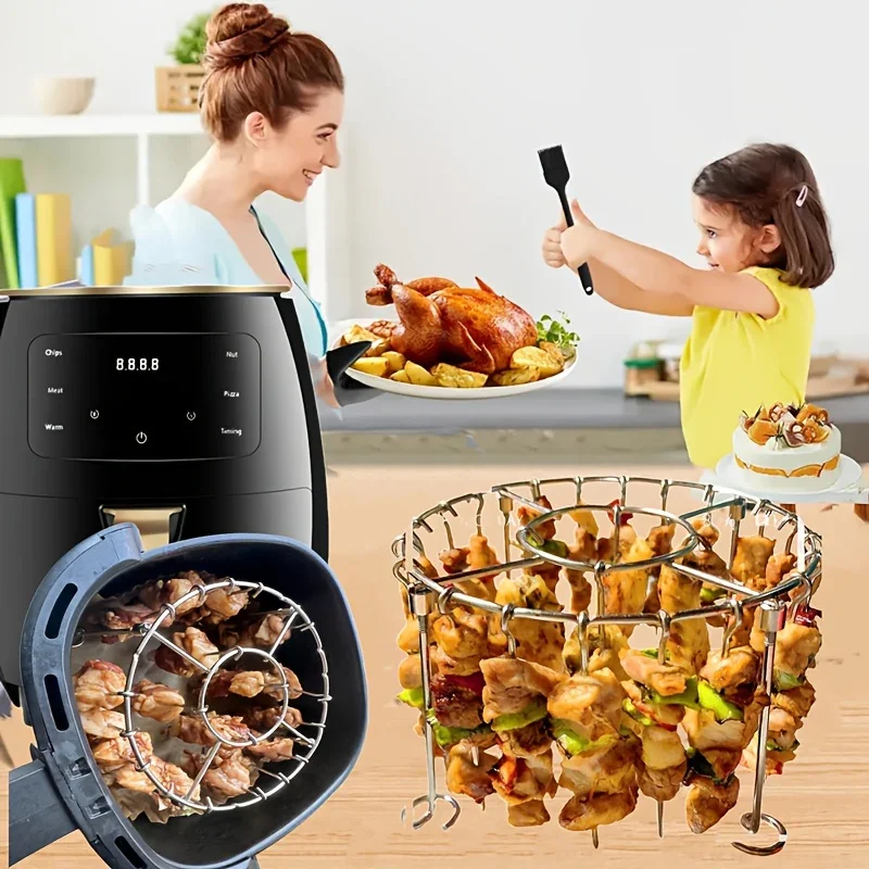 23 Skewers Stainless Steel Vertical Grill Rack Skewer Holder Air Fryer Accessory Suitable for 3.2QT-5.5QT Air Fryers Kitchen