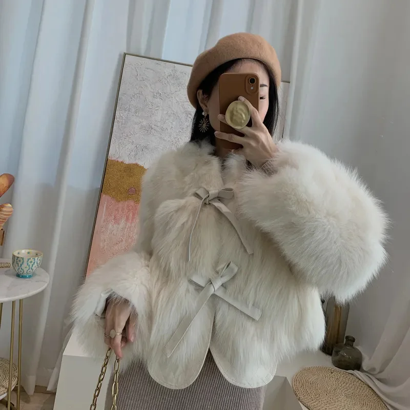 Fox Fur Grass Coat - Womens Short AutumnWinter Jacket 2024