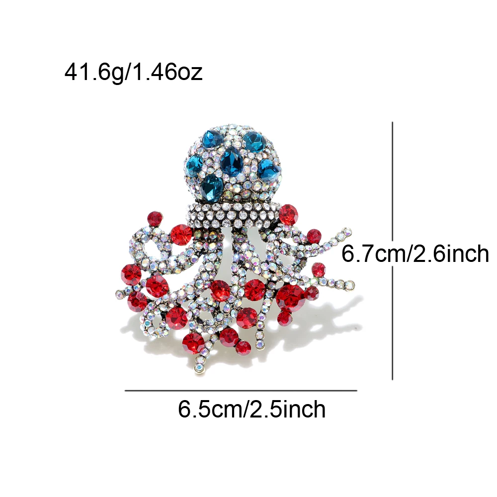 Coole Oktopus Brosche - Retro Design Mit Crystal Steinen