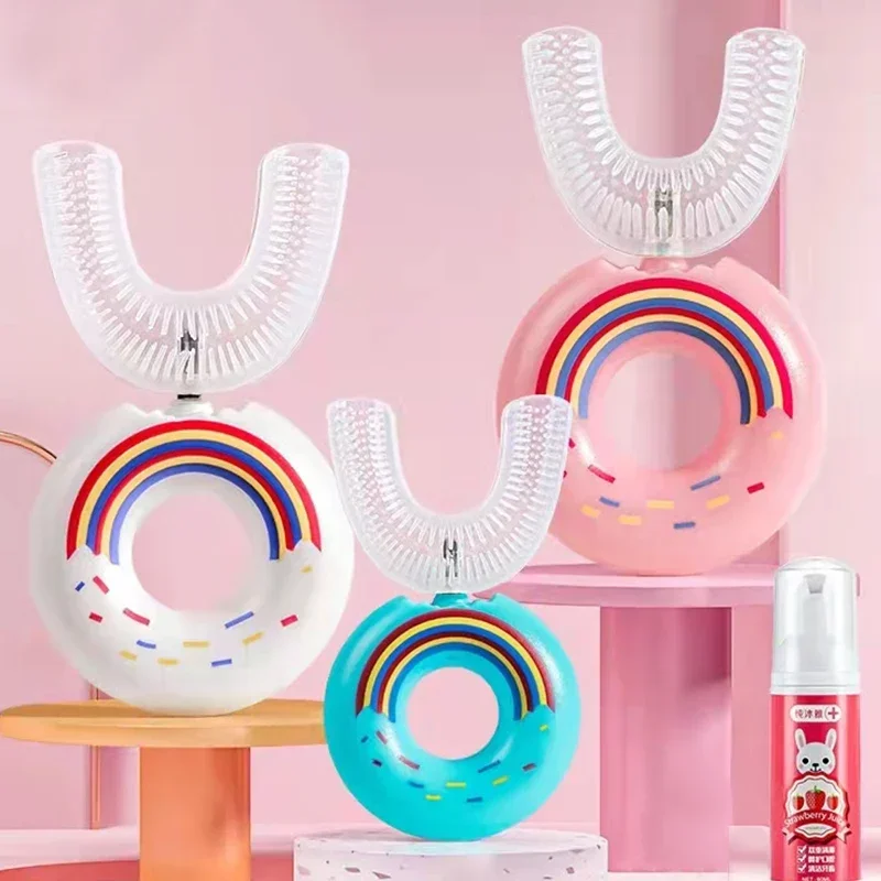 New Hot Baby Mouth Toothbrush Children&rsquo;s Teeth Oral Care Cleaning Brush Convenient And Simple Silicone Baby U-Shaped Toothbrush baby toothbrush baby teeth cleaning tool