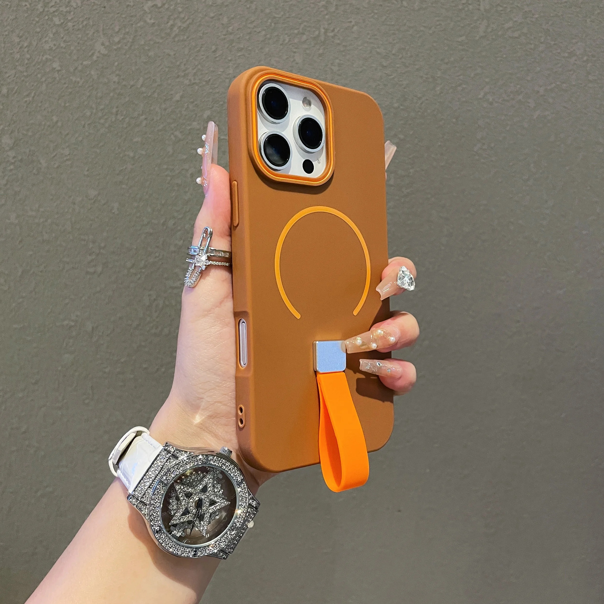 MagSafe Magnetic Phone Grip with Silicone Finger Strap and Soft Cover