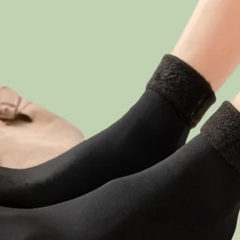 Solid colorWomen Autumn and Winter Warm Medium Tube Socks Snow Velvet Boots Home Floor Nylon WoolThicken WarmThermal Cashmere