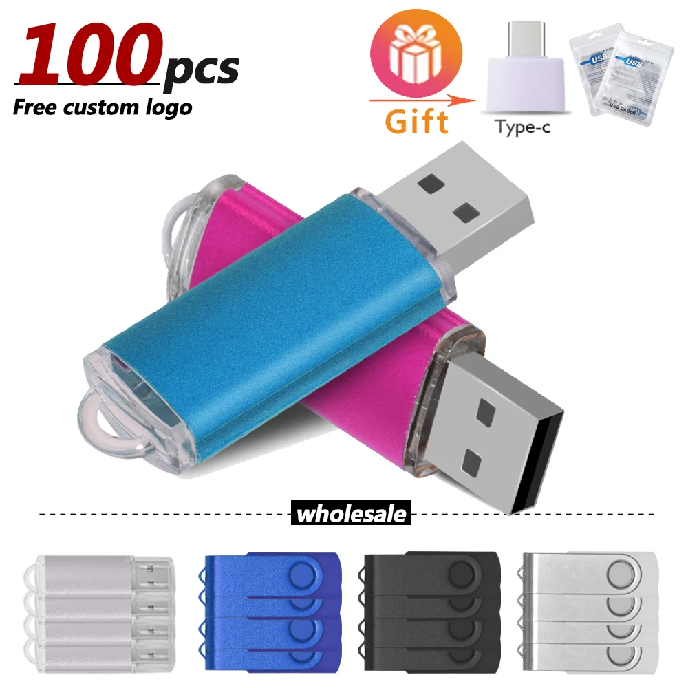 

100PCS/lot Colour USB Flash Drive free laser logo 2.0 4GB 8GB 16GB Memory Stick Pendrive 32GB 64GB 128GB USB Stick Flash Disk