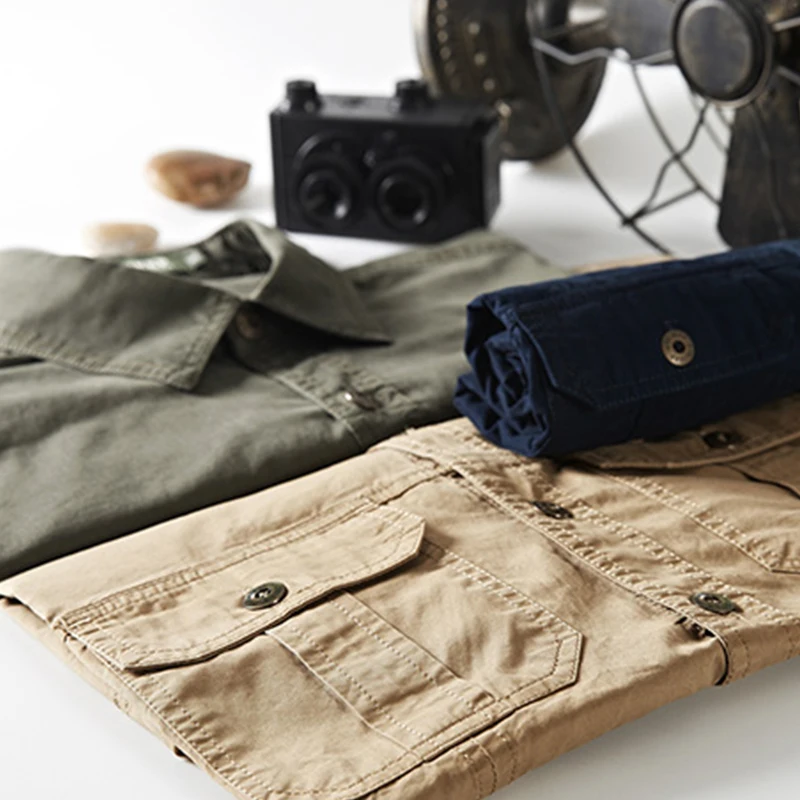 Denim Short Sleeve Men Shirts Cotton Army Military Casual Shirts Outdoor Hiking Fishing Clothing Plus Size