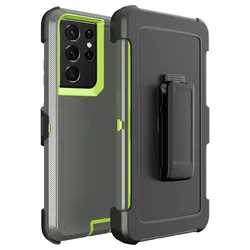 Armor Box Case with Belt Clip Cover - Premium Protective Phone Case for Samsung S25plus (Green Dark Grey)
