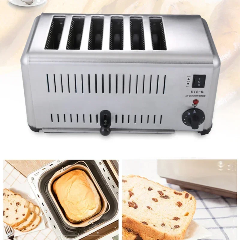New 6 Slices Toaster Commercial 4 Slices Toaster Steamed Bun Heater Sandwich Roaster Steamed Bun Machine