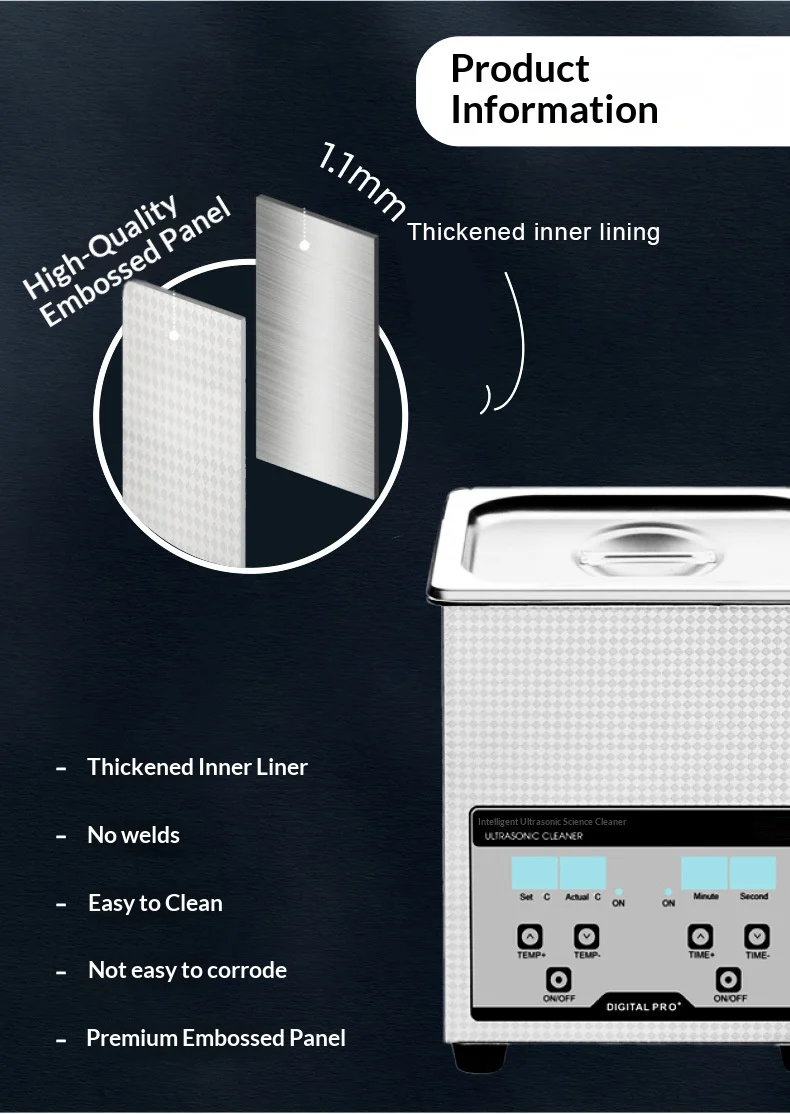 JH 40kHz Industrial Ultrasonic Cleaner with Large Vibrator Head 1.1mm Thickened