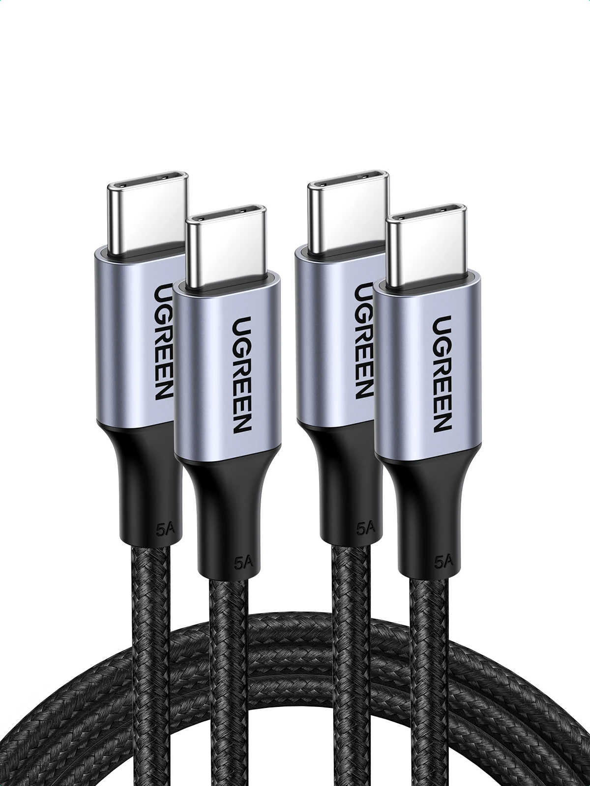 [2 Pack] UGREEN PD100W USB C Cable 5A Type C Fast Charger Cable for Samsung S26 iPhone 17 Laptop MacBook Dell HP QC 4.0 USB Cord