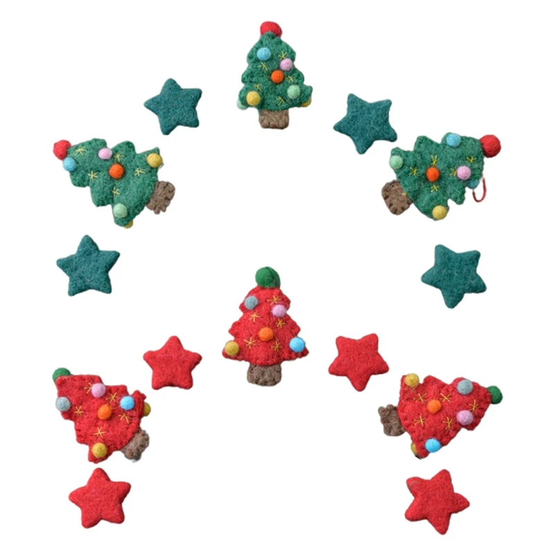 

Q0KB Baby Wool Felt Christmas Tree Set Newborn Photography Props Decoratio