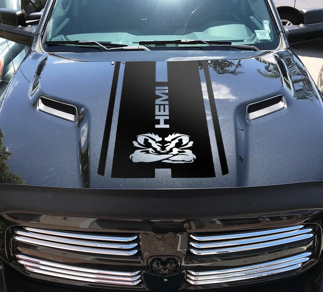 

For Ram 1500 2500 3500 Rebel Mopar Hood Decal Cut Vinyl Stripes Graphic