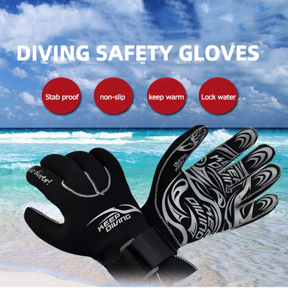3mm Neoprene Diving Gloves Keep Warm Scuba Diving Gloves Unisex Winter Fishing Gloves for Spearfishing Rafting Kayaking Paddling 3