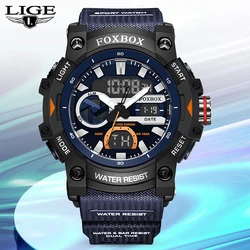 2023 NEW LIGE Brand Watches For Men Silicone Strap Chronograph Digital Quartz Wristwatches Fashion Luminous Waterproof Clock