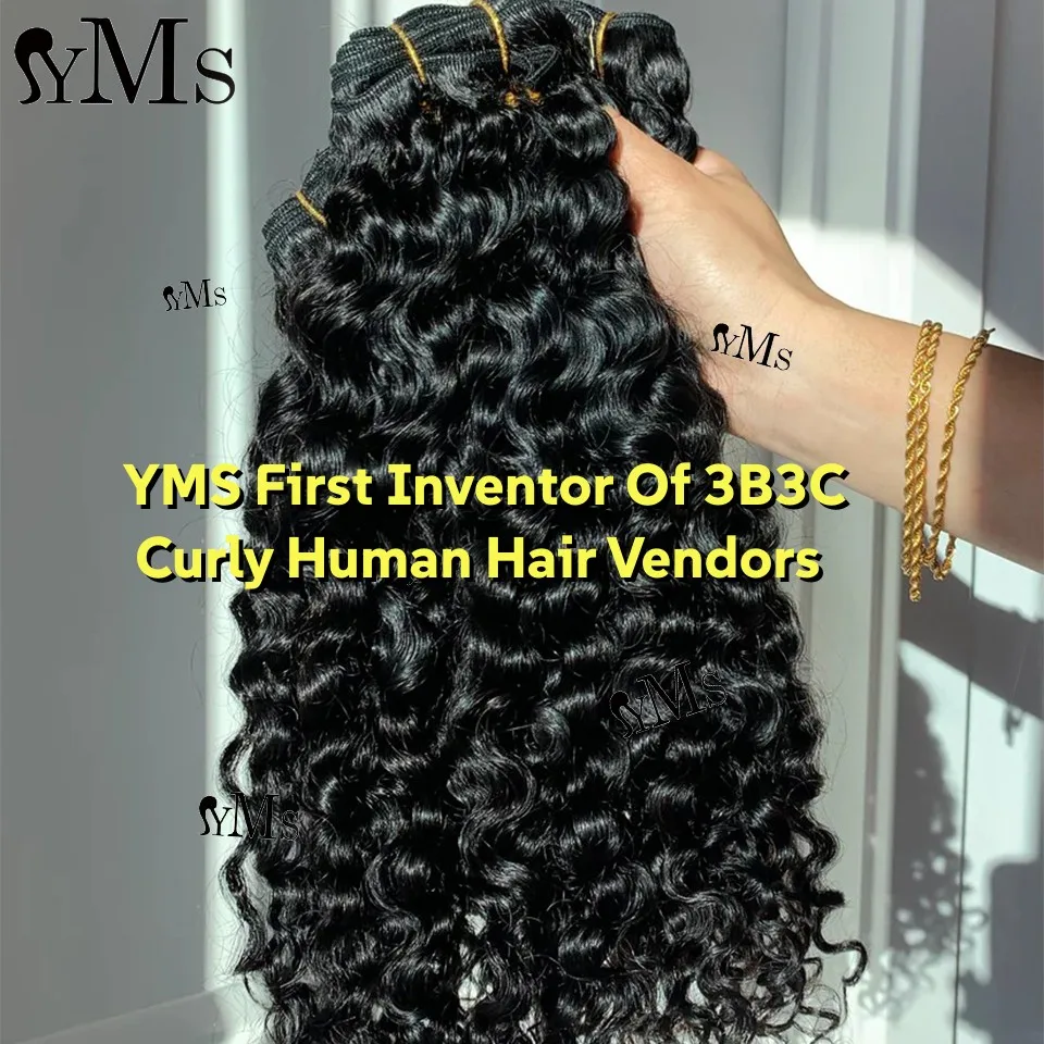 Human Hair Weave Extensions Double Drawn Burmese 3B3C Curly Hair Bundle Weft Unprocessed 3B3C Raw