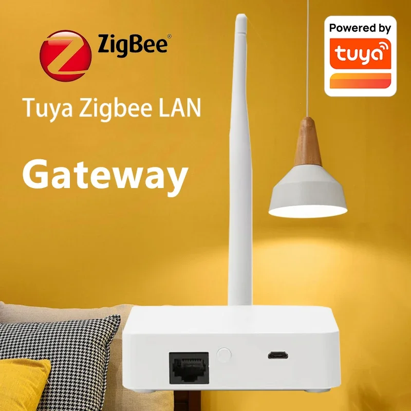 

Tuya ZigBee Smart Hub, with Network Cable Socket Wired Connection Gateway Bridge for App Remote Control Works with Alexa Google