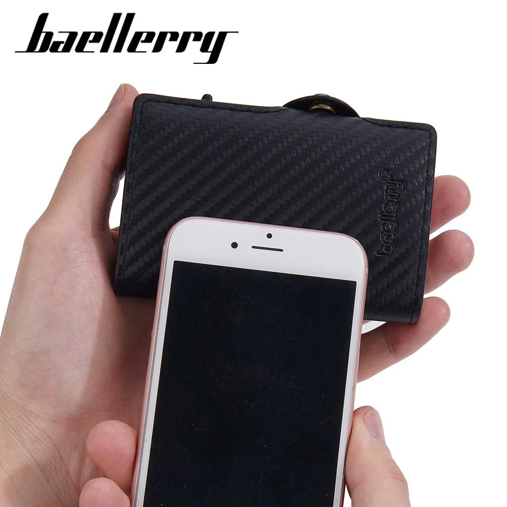 Baellerry Carbon Fiber RFID Card Holder for Men, Side Push Metal Case Anti-Skimming Wallet - Anti-Theft & Slim Ejection Design