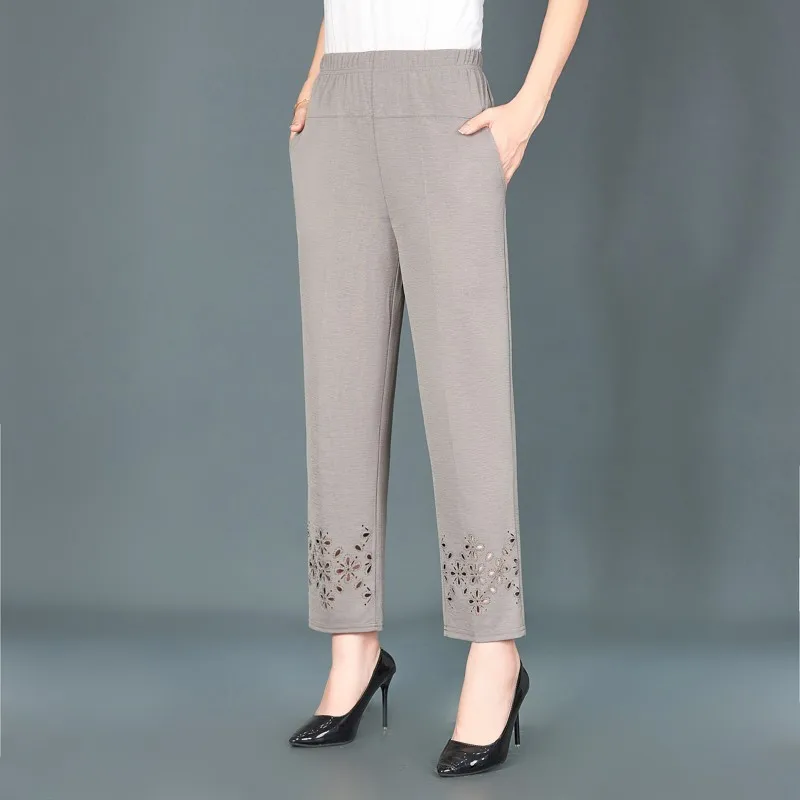 Womens  Summer cropped pants  For Women Hollow Out Pantalon Femme High Waist Black Short Trousers Casual Baggy Pants XL -5XL