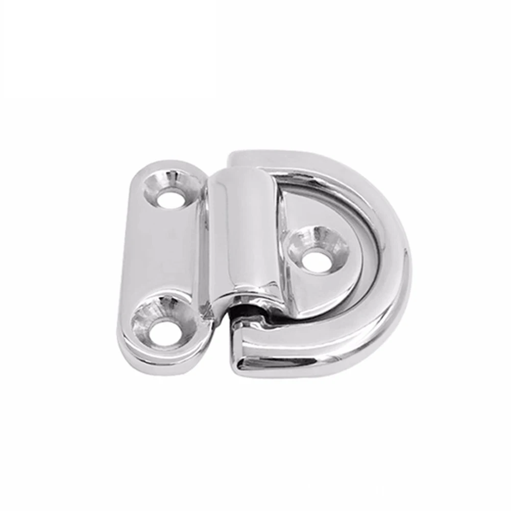 Marine Trailer Truck Anchor Point Lashing Ring 1 Pcs 316 Stainless Steel D Ring Folding Pad Eye Easy To Install ccjh bi folding sliding barn door hardware kit heavy duty roller track kit for 4 doors smoothly quietly easy to install no door