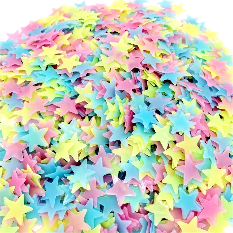 100Pcs 3D Star Wall Stickers Glow In The Dark Energy Storage Fluorescente Luminoso Wall Art Decor Kids Living Room Decoration