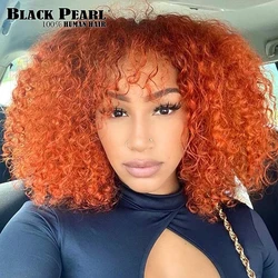 Ginger Orange Wig Jerry Curly Short Pixie Bob Cut Human Hair Wigs With Bangs Deep Water Wigs For Women Human Hair Wigs On Sale