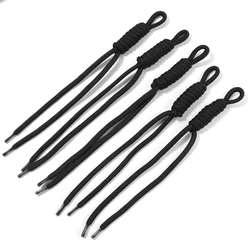 Set of 5 Colorful Nylon Woven Rope Straps for Jewelry and Keychain Accessories (Black)