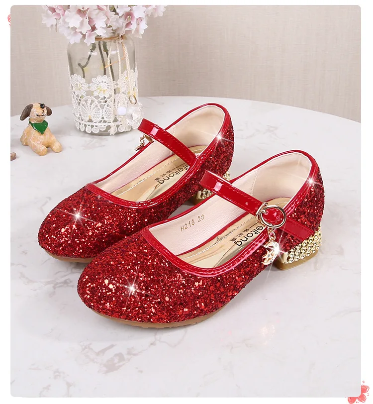 Description Picture 5 of itemChildren's High Heels Fashionable Piano Runway Performance Shoes Girls' Leather Shoes Princess Shoes Sequined Single Shoes