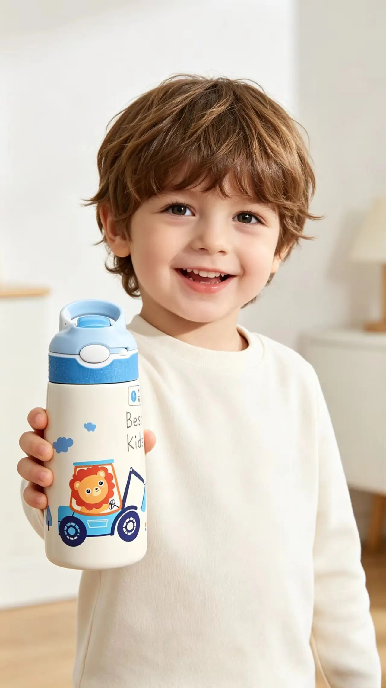 Children's 14oz Insulated Stainless Steel Water Bottle with Straw - BPA-Free