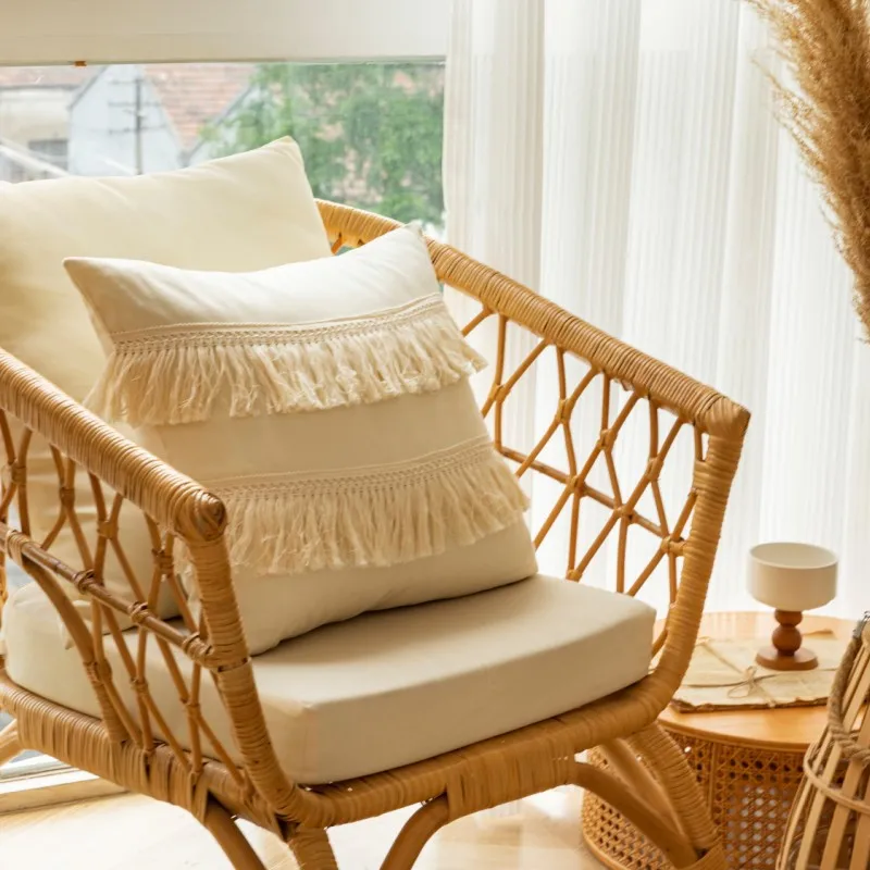 Moroccan Style Home Pillow Pillow Case with Tassel Geometric Pattern Simple Sofa Cushion Pillow Case