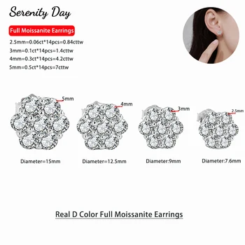Serenity 1.4cttw 4.2cttw 7cttw D Color Moissanite Earrings For Women Anniversary Gift 100% S925 Silver Stud Earring Fine Jewelry 1