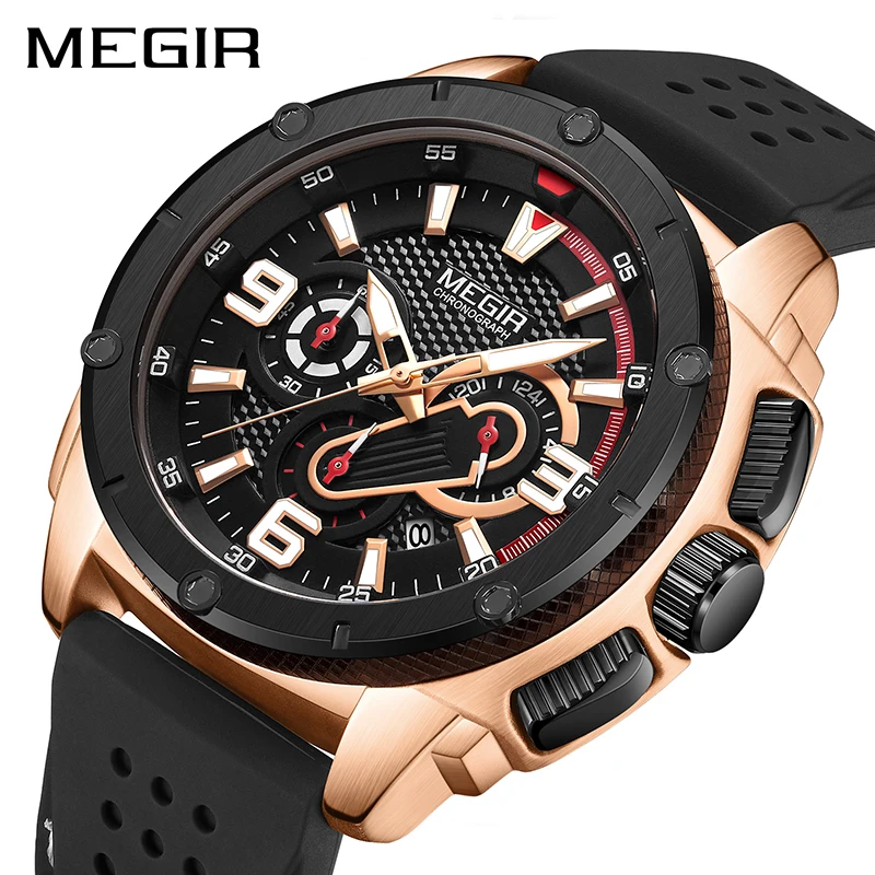 

MEGIR Men Watch Brand Classic Multifunctional Quartz Watches Sports Chronograph Watch Luminous Waterproof Leisure Clock Reloj