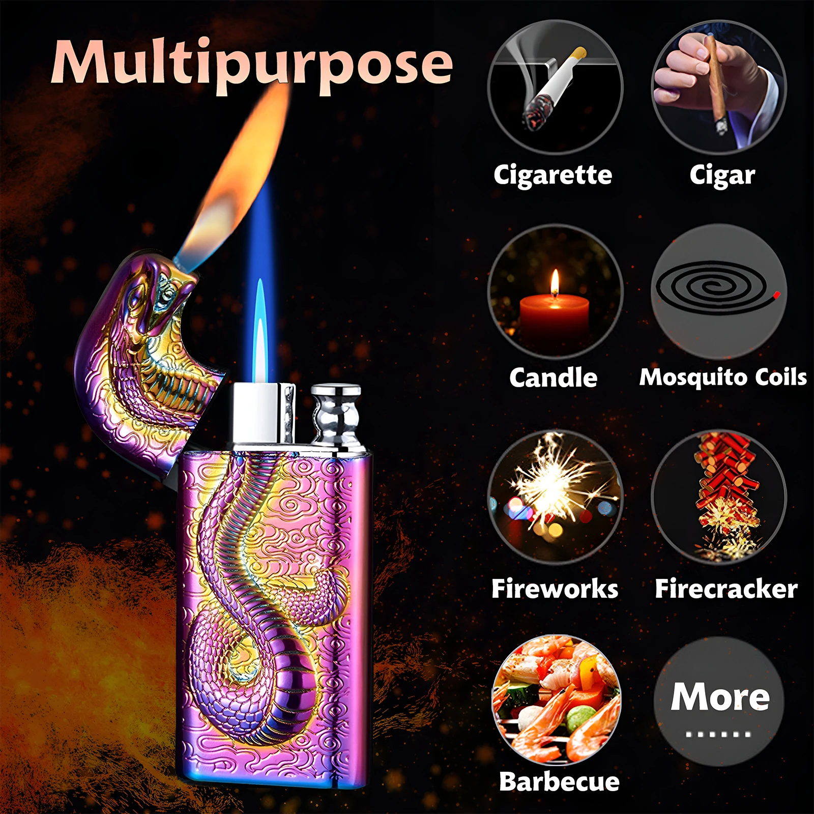 2 Pack Magic Dual Flame Cigarette Lighter with Adjust Flame Tool Windproof Jet Lighter Without Butane