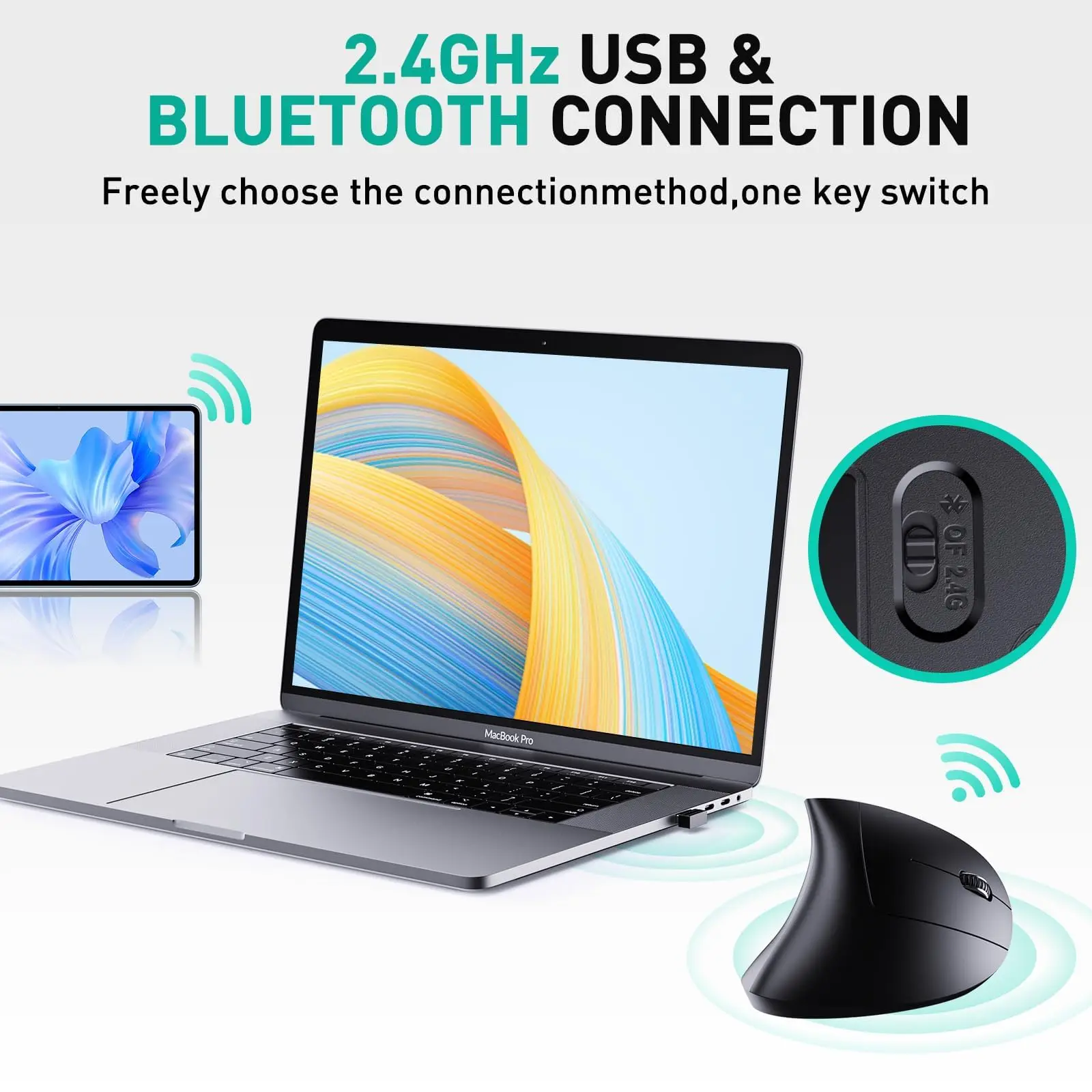 Wireless Ergonomic Gaming Mouse Rechargeable 2.4G Optical Computer PC Laptop Desktop USB
