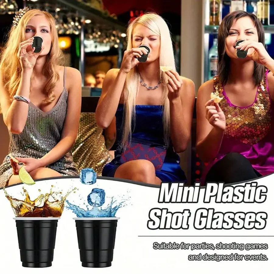 10/50/100pcs 2 Oz Mini Plastic Shot Cups Black/pink Suitable For Party Wine Tasting Condi