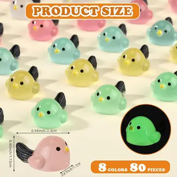 10/20pcs Luminous Mini Resin Birds Glow in The Dark Random Color Tiny Bird Animals Figures for DIY Fairy Garden 2