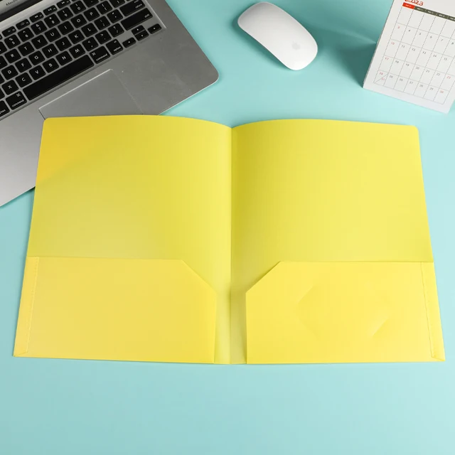 12 Plastic Folders With Pockets, Multi Colors Pocket Folders With
