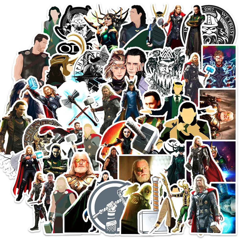 

10/30/50pcs Disney Cartoon Movie Thor Stickers Graffiti Luggage Skateboard Laptop Stationery Waterproof Kids Cartoon Toy Decals