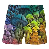 Mushroom Pattern 3d Printed Shorts For Men Rainbow Colors Streetwear Oversize Beach Shorts Fashion Graffiti Striped Short Pants 1
