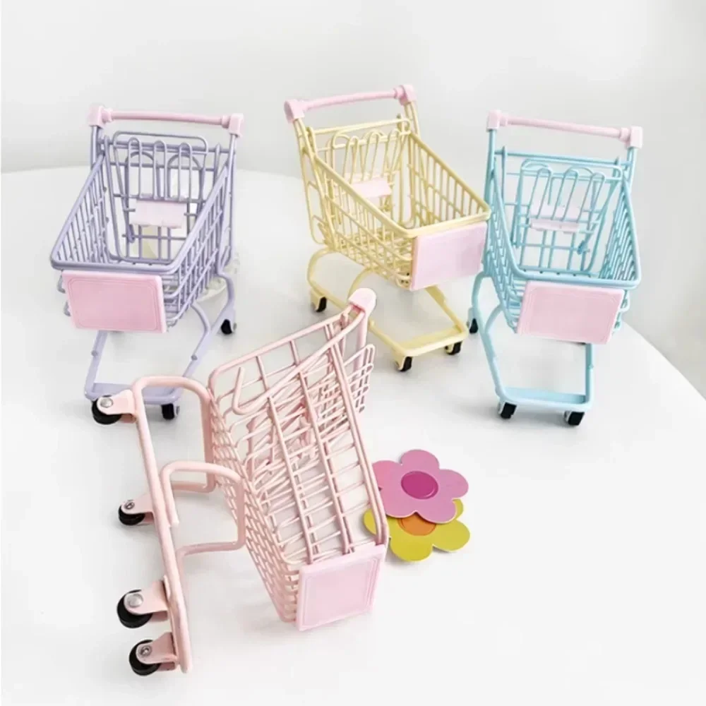 Mini Shopping Kids Craft Toy Shopping Utility Cart Storage Toy Holder Gifts for Children Cart Simulation Supermarket Handcart shopping cart toy