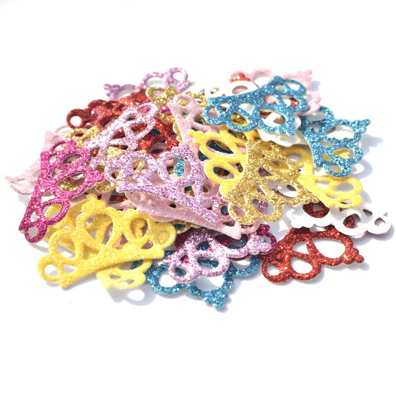 40Pcs Mixed Glitter Leather Fabric Patches Crown Felt Applique for Craft/Clothes DIY Scrapbooking Accessories