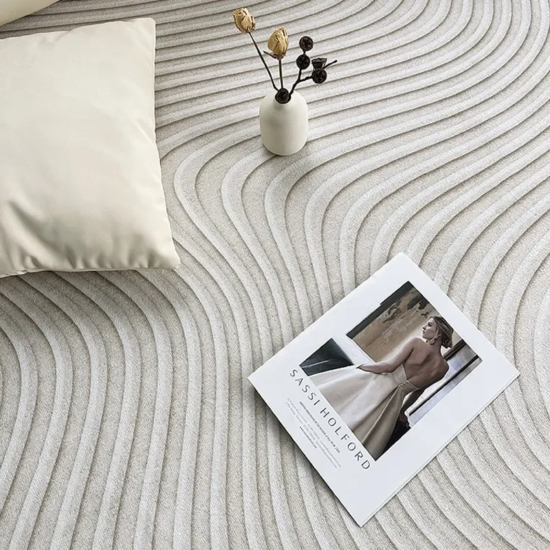 French Cream Washable Home Carpet Light Luxury Large Area Living Room Decorative Carpets Thickened Antifouling No Slip Rug 러그 5